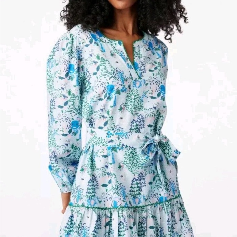 Roller Rabbit Women's Winter Bari Philippa Long Sleeve Mini Dress XL NWOT